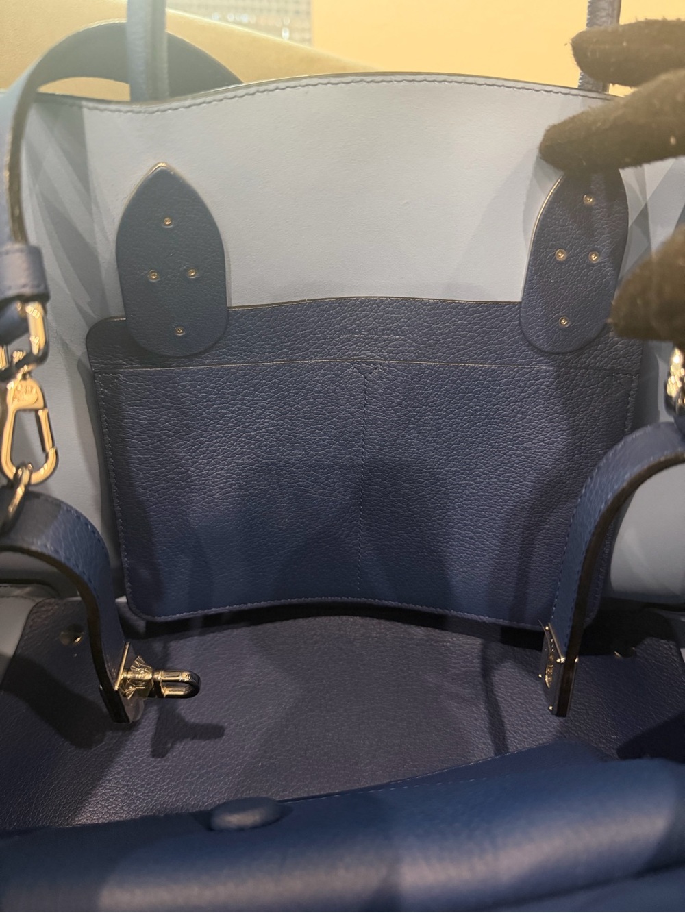 Christian Dior Open Bar Tote Bag Leather Blue - Picture 9 of 13
